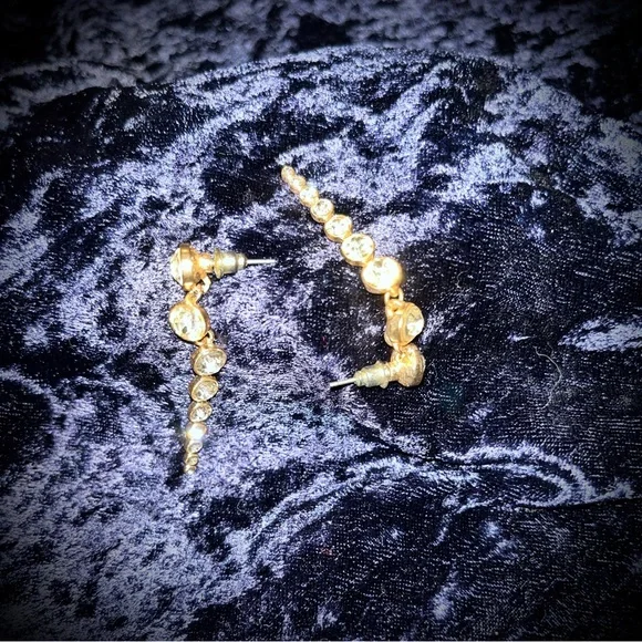 Gold and diamonds look Drop earrings - Picture 2 of 2